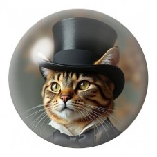 Cabochon en Verre Illustré Chat Dandy au Haut-de-Forme 12 à 25mm pour la Création de Bijoux Fantaisie - DIY