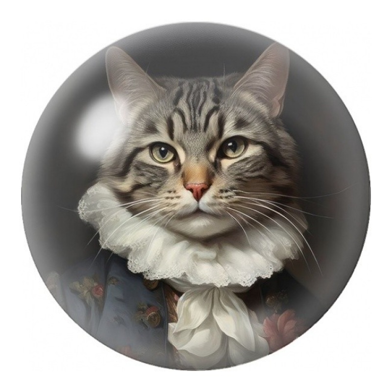 Cabochon en Verre Illustré Chat Tigré à la Collerette 12 à 25mm