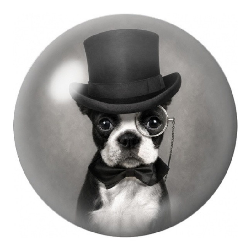 Cabochon en Verre Illustré Bouledogue au Haut-de-Forme 12 à 25mm