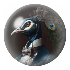 Cabochon en Verre Illustré Paon Élégant en Costume 12 à 25mm pour la Création de Bijoux Fantaisie - DIY