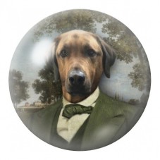 Cabochon en Verre Illustré Chien en Costume Vert 12 à 25mm pour la Création de Bijoux Fantaisie - DIY