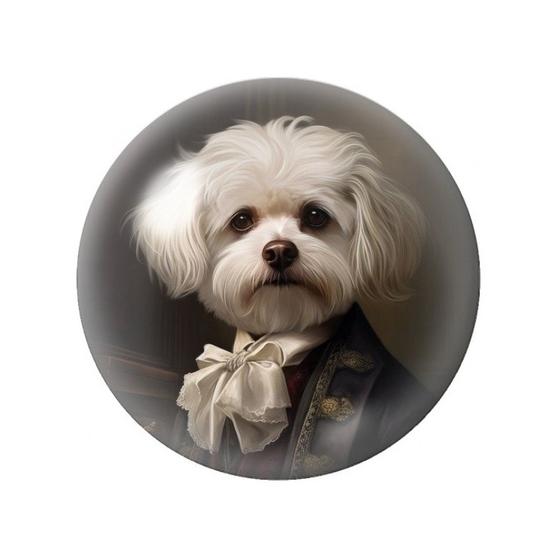 Cabochon en Verre Illustré Petit Chien en Costume Noir 12 à 25mm