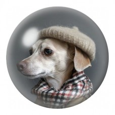 Cabochon en Verre Illustré Chien au Bonnet d’Hiver 12 à 25mm pour la Création de Bijoux Fantaisie - DIY