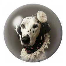Cabochon en Verre Illustré Dalmatien Élégant Fleuri 12 à 25mm pour la Création de Bijoux Fantaisie - DIY