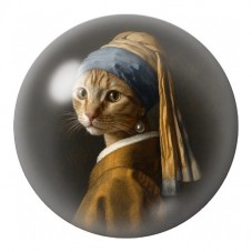 Cabochon en Verre Illustré Chat au Turban Bleu 12 à 25mm pour la Création de Bijoux Fantaisie - DIY