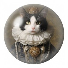 Cabochon en Verre Illustré Chat Noir et Blanc Victorien 12 à 25mm pour la Création de Bijoux Fantaisie - DIY