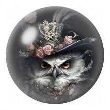 Cabochon en Verre Illustré Chat Sorcière au Chapeau Fleuri 12 à 25mm pour la Création de Bijoux Fantaisie - DIY