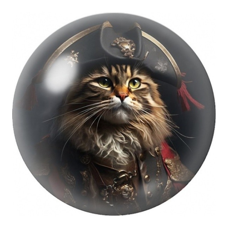 Cabochon en Verre Illustré Chat Pirate Sombre 12 à 25mm