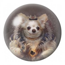Cabochon en Verre Illustré Chihuahua Royal Couronné 12 à 25mm pour la Création de Bijoux Fantaisie - DIY