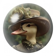 Cabochon en Verre Illustré Canard au Chapeau Fleuri 12 à 25mm pour la Création de Bijoux Fantaisie - DIY