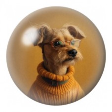 Cabochon en Verre Illustré Petit Chien aux Lunettes Bleues 12 à 25mm pour la Création de Bijoux Fantaisie - DIY