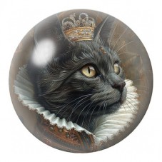 Cabochon en Verre Illustré Chat Royal Couronné 12 à 25mm pour la Création de Bijoux Fantaisie - DIY