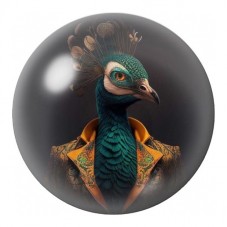 Cabochon en Verre Illustré Paon Précieux en Habit Orange 12 à 25mm pour la Création de Bijoux Fantaisie - DIY
