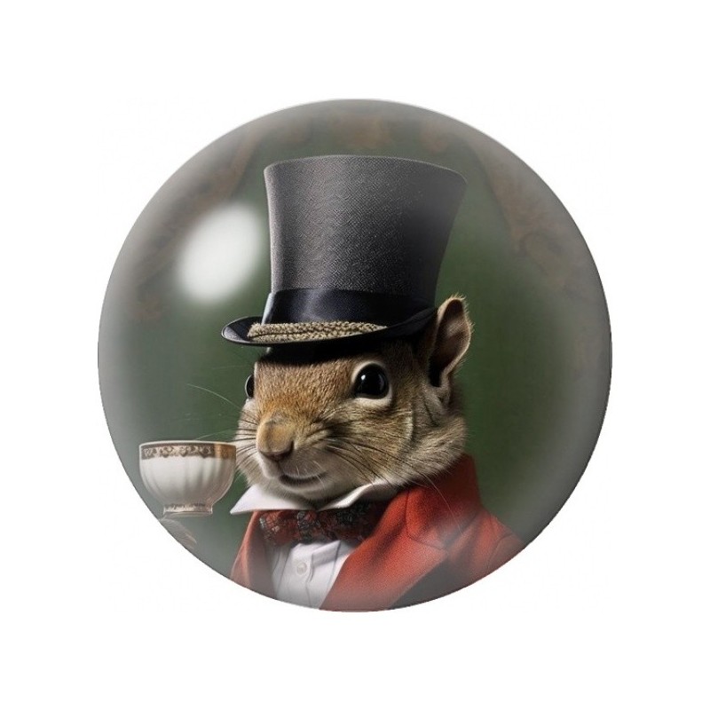 Cabochon en Verre Illustré Lapin Gentleman au Thé 12 à 25mm