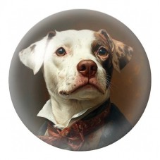 Cabochon en Verre Illustré Chien Blanc Élégant au Foulard 12 à 25mm pour la Création de Bijoux Fantaisie - DIY