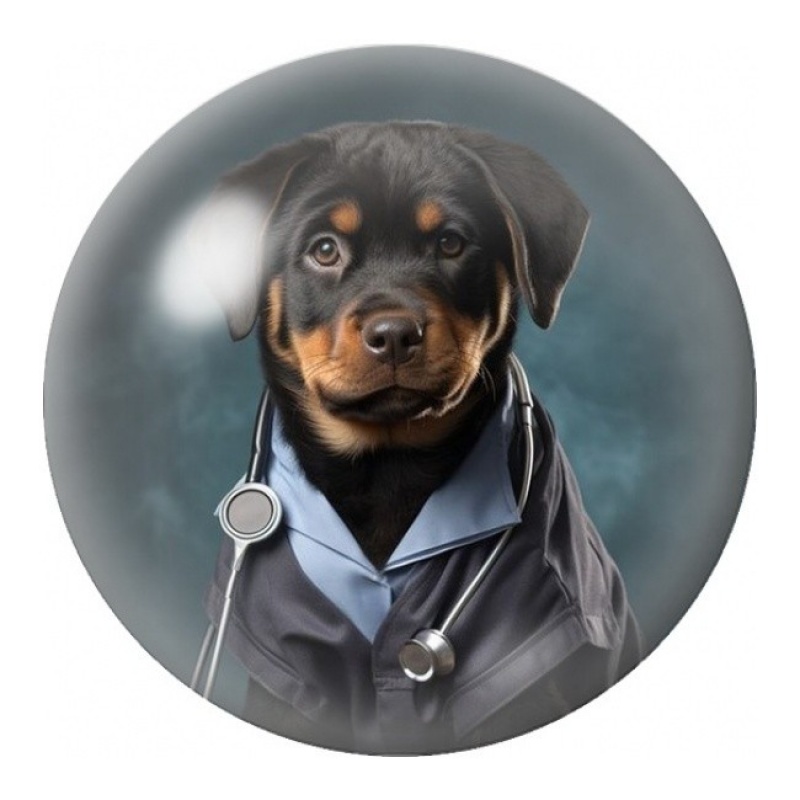Cabochon en Verre Illustré Rottweiler Médecin 12 à 25mm