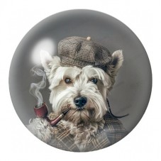 Cabochon en Verre Illustré Schnauzer Détective Victorien 12 à 25mm pour la Création de Bijoux Fantaisie - DIY