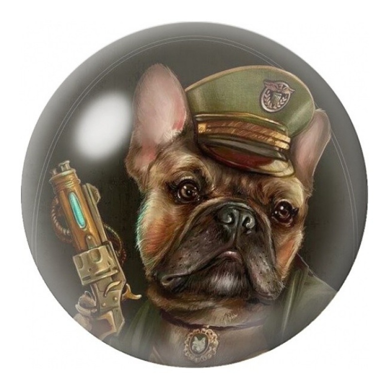 Cabochon en Verre Illustré Bouledogue Aviateur Steampunk 12 à 25mm