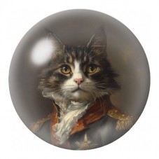 Cabochon en Verre Illustré Chat Mousquetaire Fleuri 12 à 25mm pour la Création de Bijoux Fantaisie - DIY