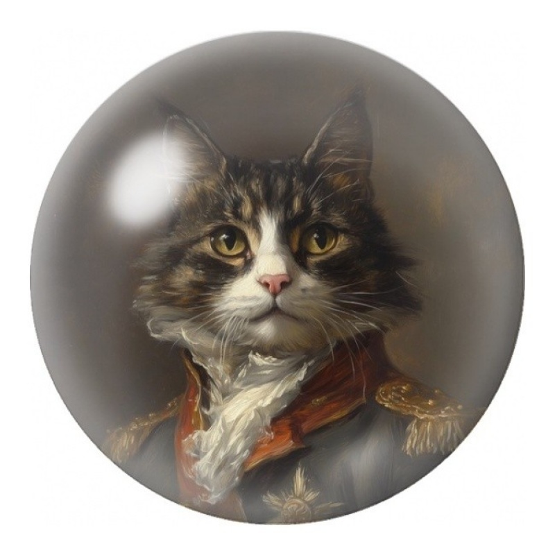 Cabochon en Verre Illustré Chat Mousquetaire Fleuri 12 à 25mm