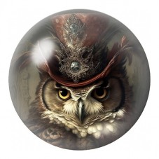 Cabochon en Verre Illustré Hibou Sorcier au Chapeau Rouge 12 à 25mm pour la Création de Bijoux Fantaisie - DIY