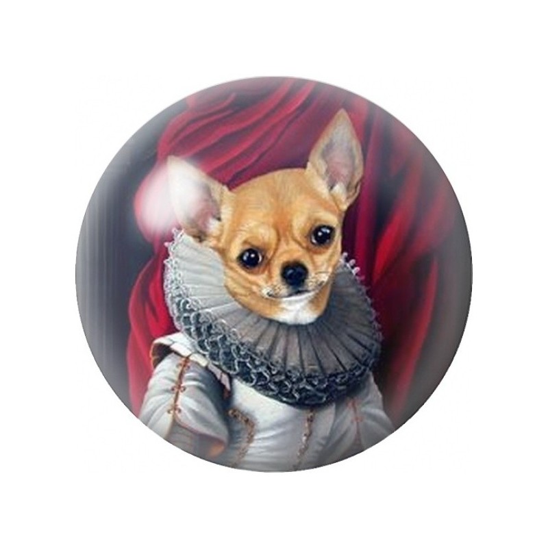 Cabochon en Verre Illustré Chihuahua en Col Roulé 12 à 25mm