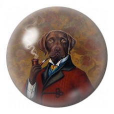 Cabochon en Verre Illustré Labrador à la Pipe 12 à 25mm pour la Création de Bijoux Fantaisie - DIY