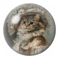 Cabochon en Verre Illustré Chat Couronné à la Dentelle 12 à 25mm pour la Création de Bijoux Fantaisie - DIY
