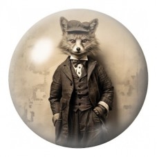 Cabochon en Verre Illustré Raton Laveur Gentleman Vintage 12 à 25mm pour la Création de Bijoux Fantaisie - DIY