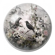 Cabochon en Verre Illustré Étourneau au Jardin Monochrome 12 à 25mm pour la Création de Bijoux Fantaisie - DIY