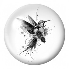 Cabochon en Verre Illustré Colibri Noir à l’Encre 12 à 25mm pour la Création de Bijoux Fantaisie - DIY