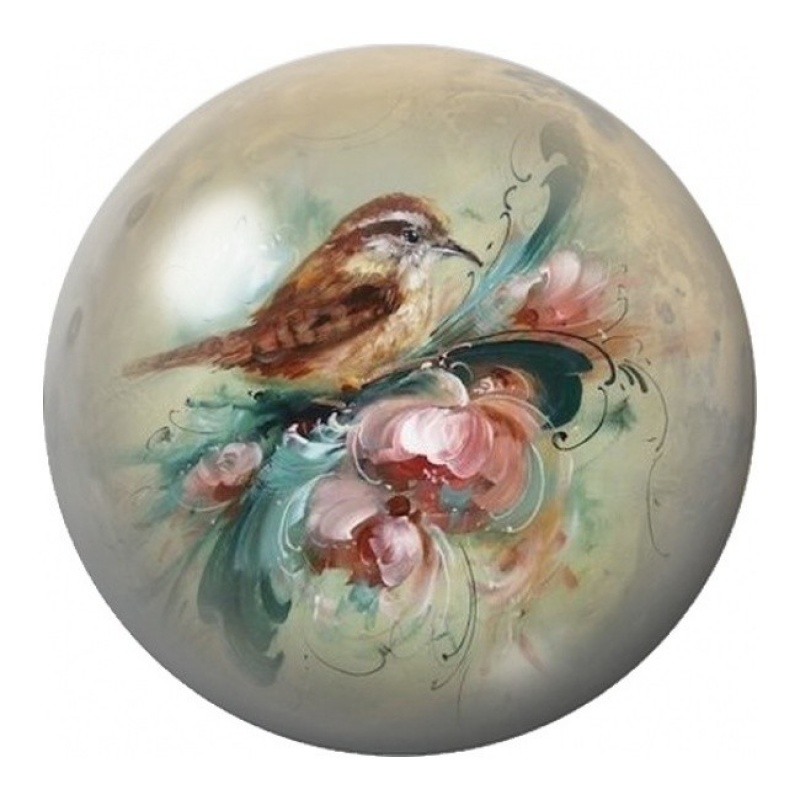 Cabochon en Verre Illustré Moineau aux Fleurs Roses 12 à 25mm