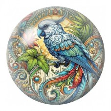 Cabochon en Verre Illustré Perroquet aux Plumes Ornementales 12 à 25mm pour la Création de Bijoux Fantaisie - DIY