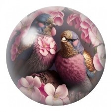 Cabochon en Verre Illustré Duo de Colombes aux Magnolias 12 à 25mm pour la Création de Bijoux Fantaisie - DIY