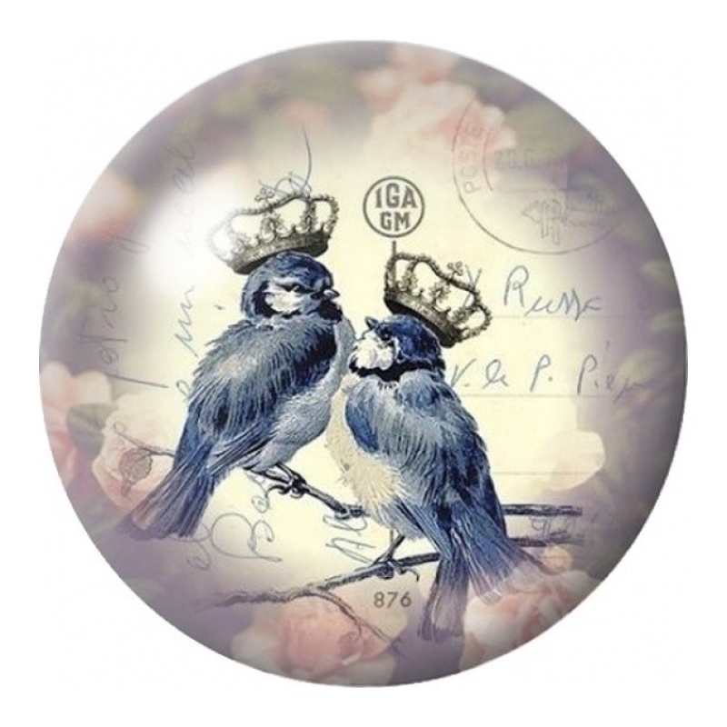 Cabochon en Verre Illustré Duo de Mésanges Couronnées 12 à 25mm