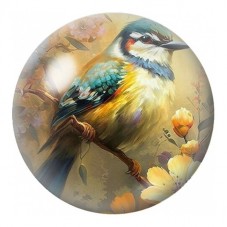 Cabochon en Verre Illustré Guêpier aux Fleurs Jaunes 12 à 25mm pour la Création de Bijoux Fantaisie - DIY