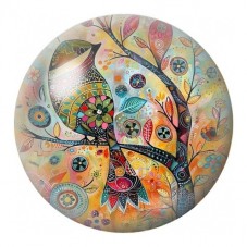 Cabochon en Verre Illustré Passereau Psychédélique Fleuri 12 à 25mm pour la Création de Bijoux Fantaisie - DIY