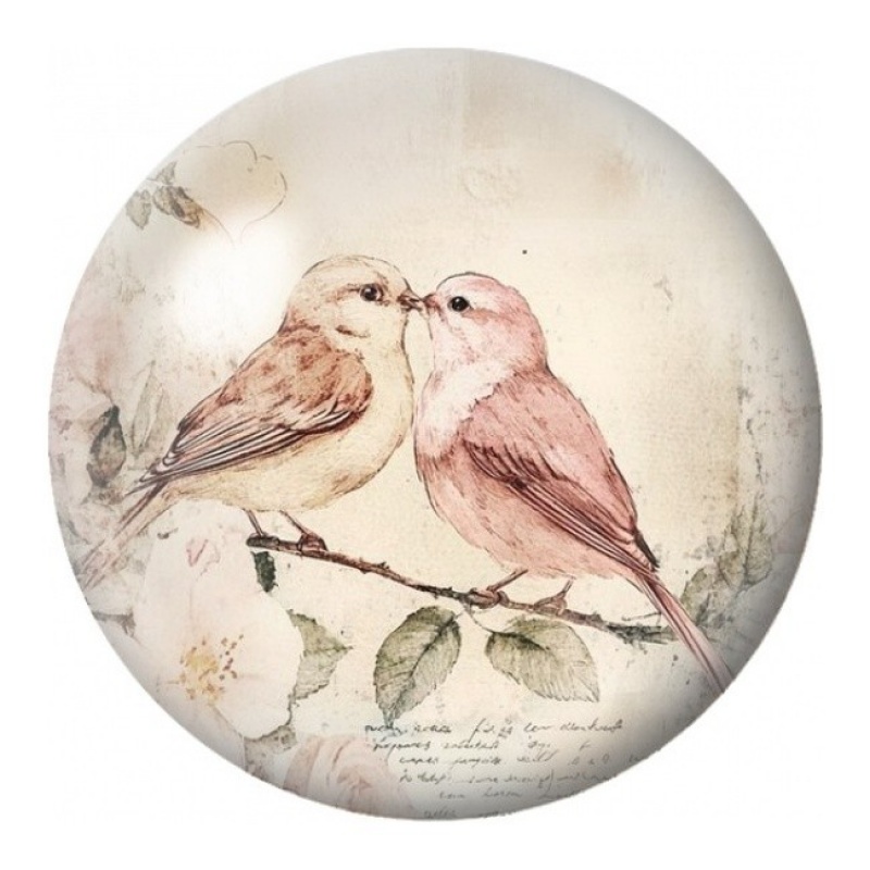 Cabochon en Verre Illustré Duo de Moineaux Romantiques 12 à 25mm