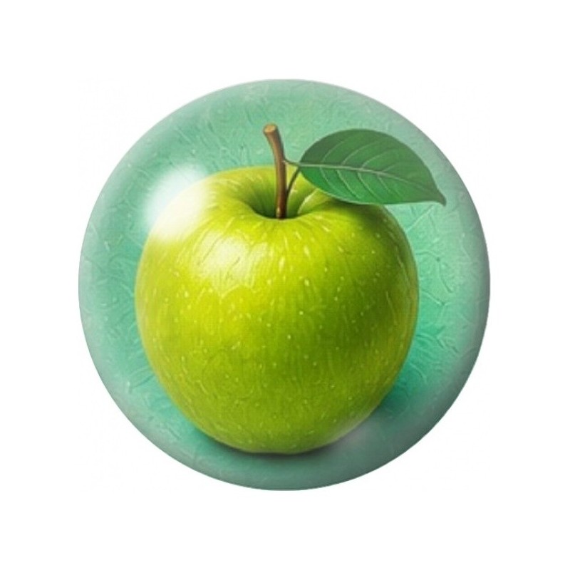 Cabochon en Verre Illustré Pomme Verte 12 à 25mm