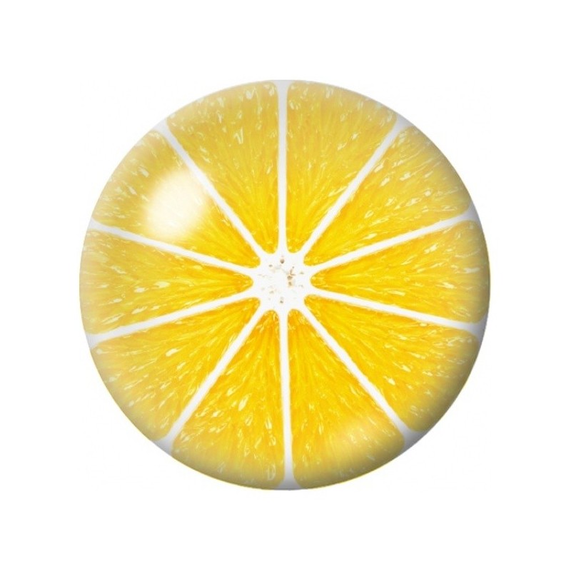 Cabochon en Verre Illustré Tranche de Citron Jaune 12 à 25mm