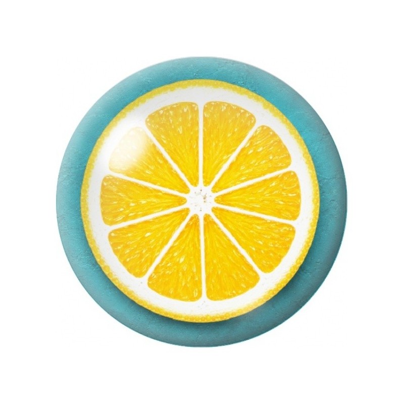 Cabochon en Verre Illustré Tranche d’Orange sur Fond Bleu 12 à 25mm