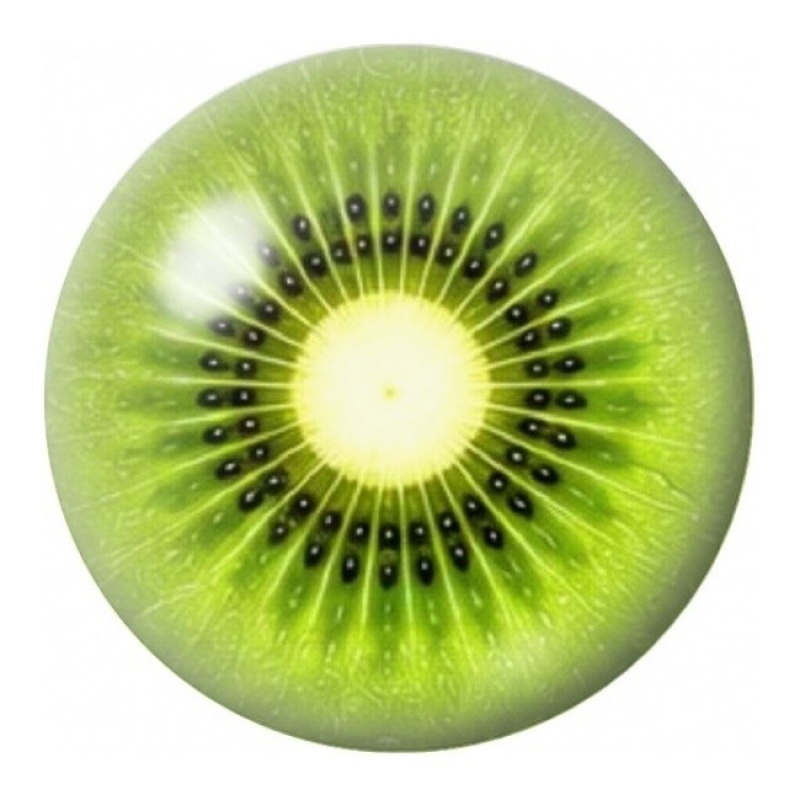 Cabochon en Verre Illustré Tranche de Kiwi Vert 12 à 25mm