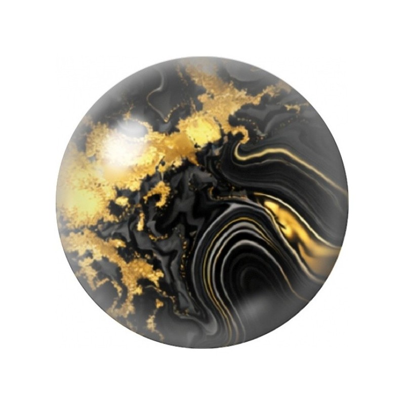 Cabochon en Verre Illustré Marbre Noir Doré aux Nuages 12 à 25mm