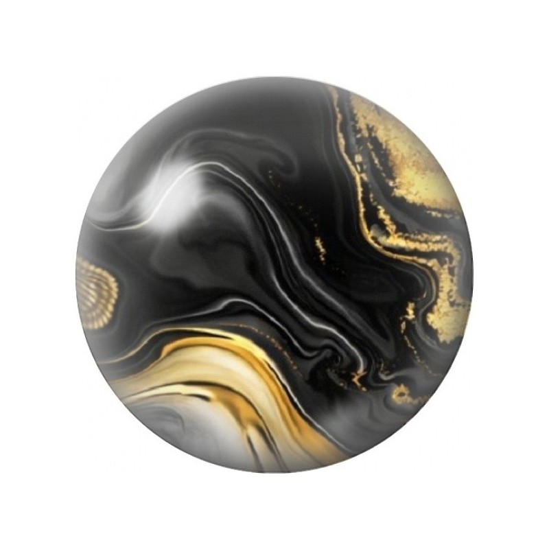 Cabochon en Verre Illustré Marbre Noir aux Vagues Dorées 12 à 25mm