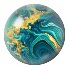 Cabochon en Verre Illustré Marbre Turquoise aux Éclats Dorés 12 à 25mm pour la Création de Bijoux Fantaisie - DIY