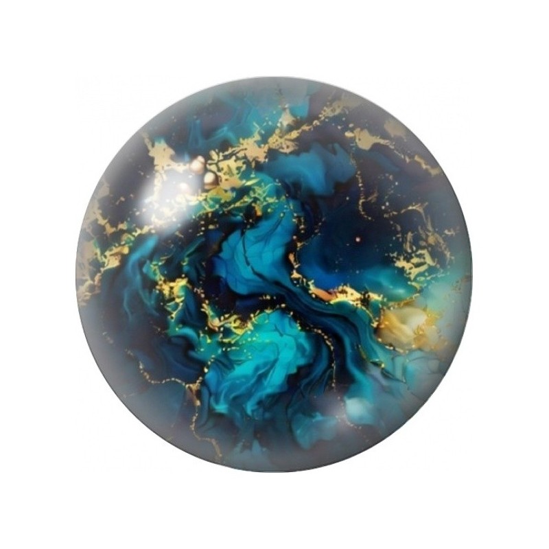 Cabochon en Verre Illustré Marbre Bleu Turquoise Tourbillonnant 12 à 25mm