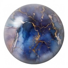 Cabochon en Verre Illustré Marbre Bleu Fissuré Doré 12 à 25mm pour la Création de Bijoux Fantaisie - DIY