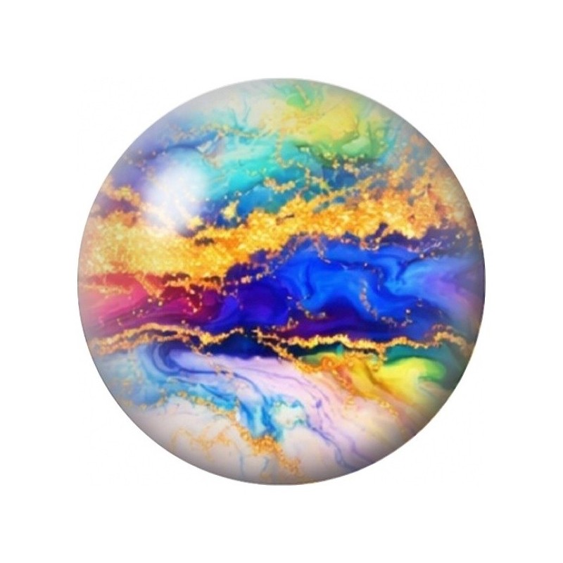 Cabochon en Verre Illustré Marbre Multicolore à la Faille Bleue 12 à 25mm