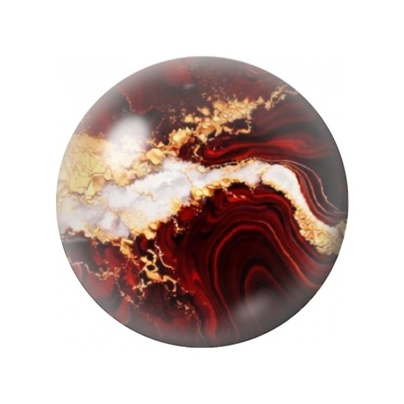 Cabochon en Verre Illustré Marbre Rouge Profond aux Veines d’Or 12 à 25mm