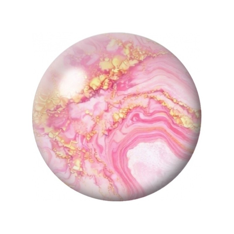 Cabochon en Verre Illustré Marbre Rose Poudré aux Éclats d’Or 12 à 25mm